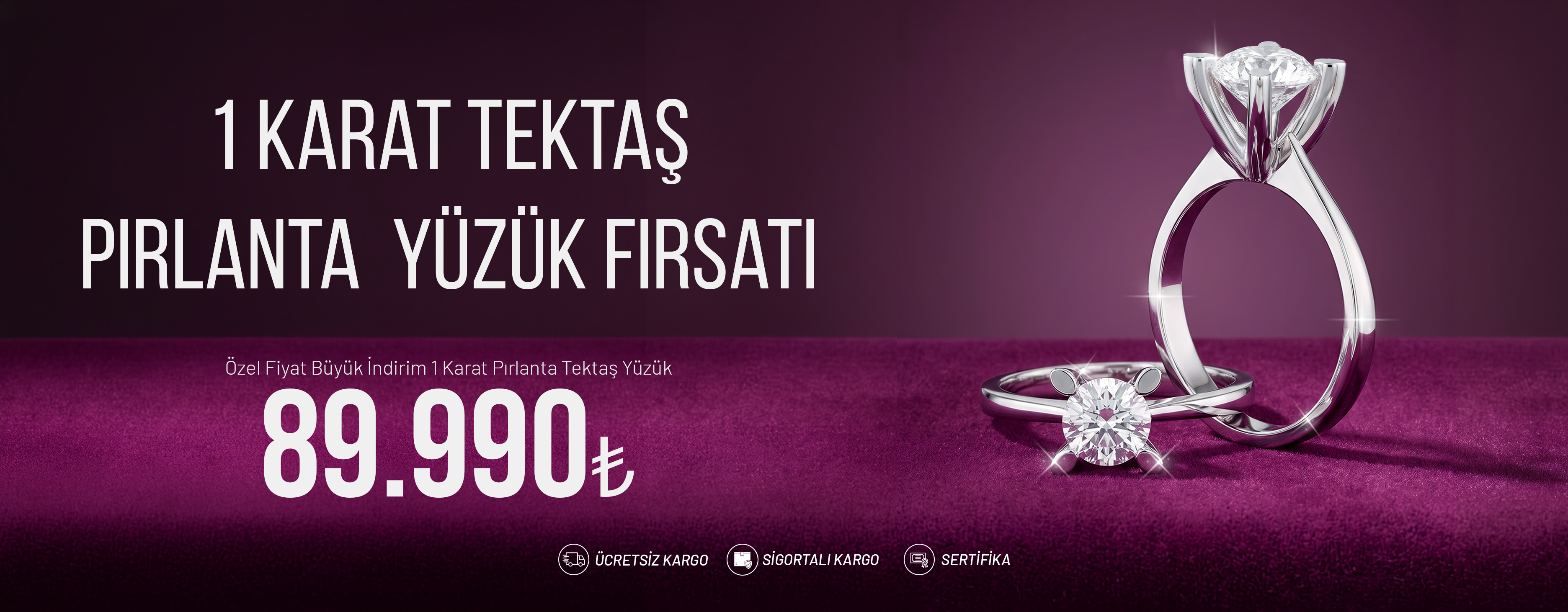 Sina Pırlanta 1 Karat Tektaş Pırlanta Yüzük Kampanyası