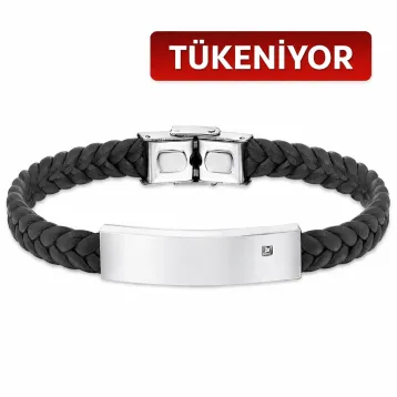 0,01 Karat Pırlantalı Çelik Erkek Bileklik