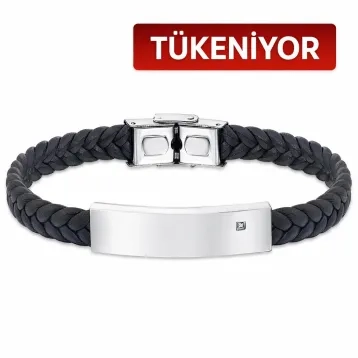 0,01 Karat Pırlantalı Çelik Erkek Bileklik