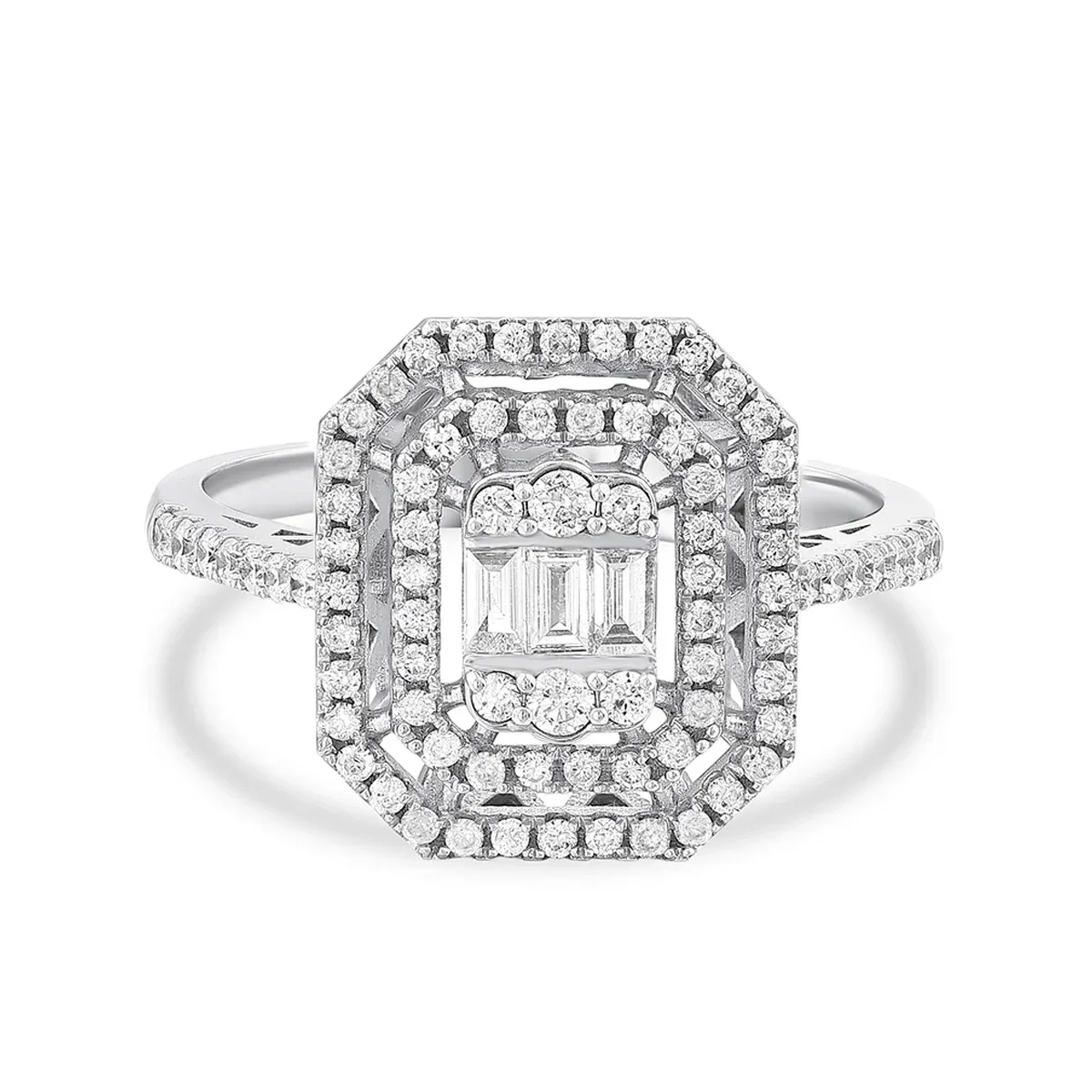 0,60 Karat Baget Kolları Taşlı Pırlantalı Yüzük