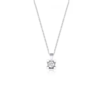 0,05 Karat Pırlantalı Tektaş Kolye