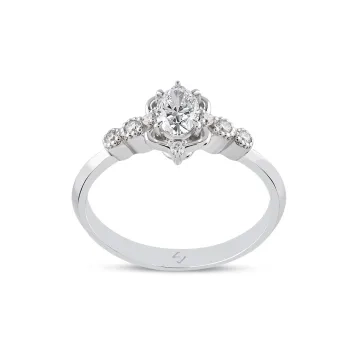 0,40 Karat Oval Vintage Tektaş Pırlanta Yüzük