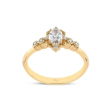 0,40 Karat Oval Vintage Tektaş Pırlanta Yüzük