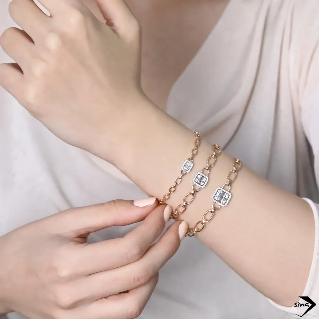 0,17 Karat Pırlantalı Baget Bileklik