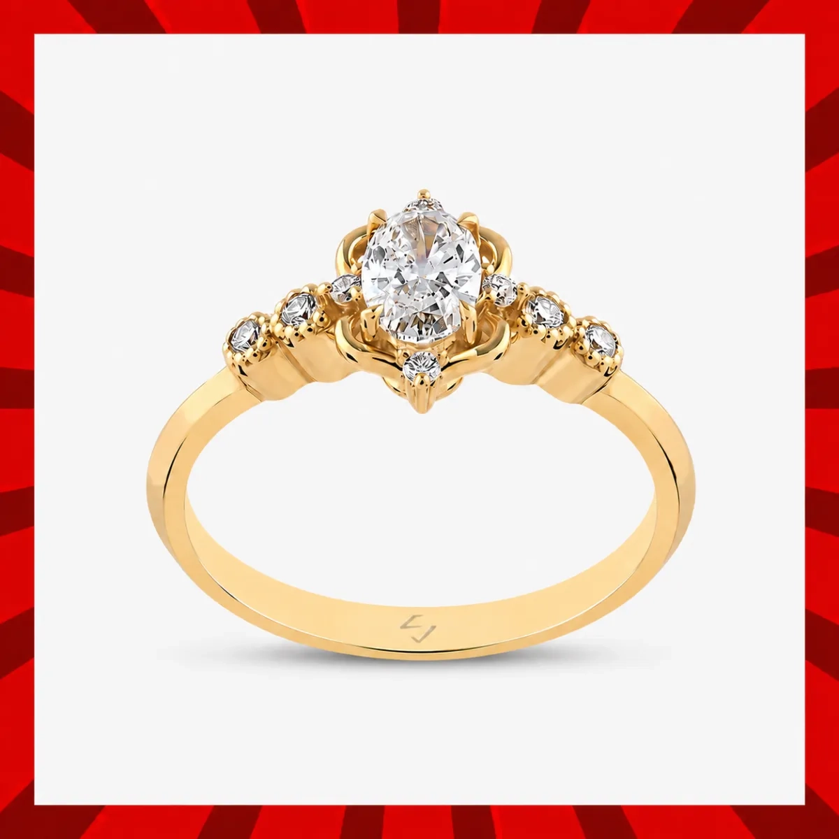 Online Özel Kampanya 0,40 Karat Oval Vintage Tektaş Pırlanta Yüzük