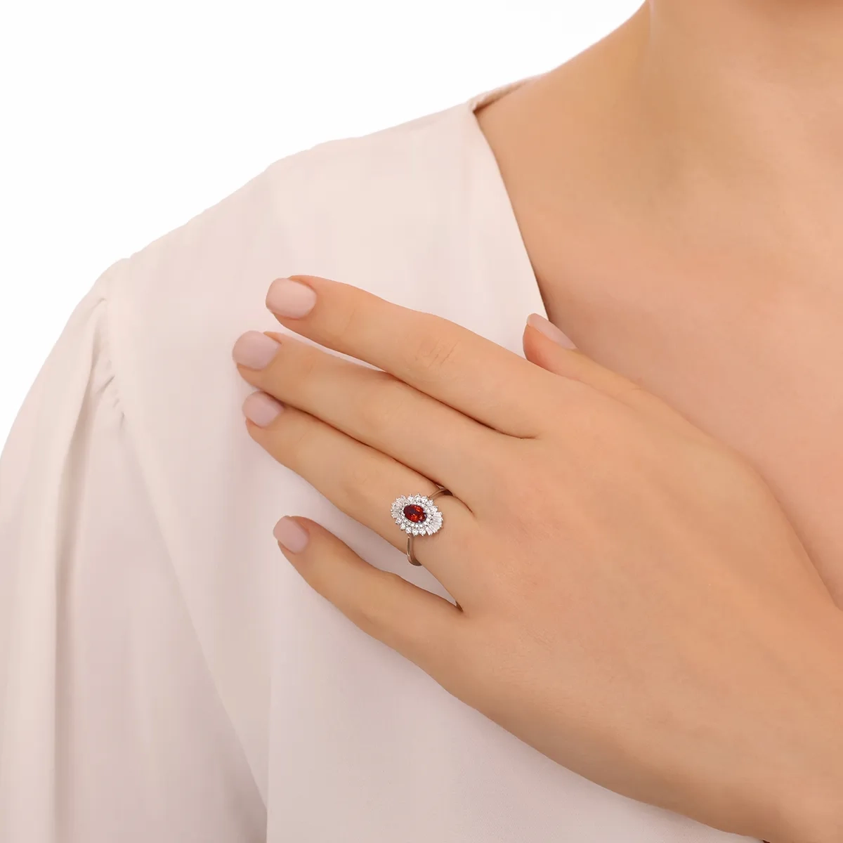 0,85 Karat Pırlantalı Renkli Taşlı Yüzük