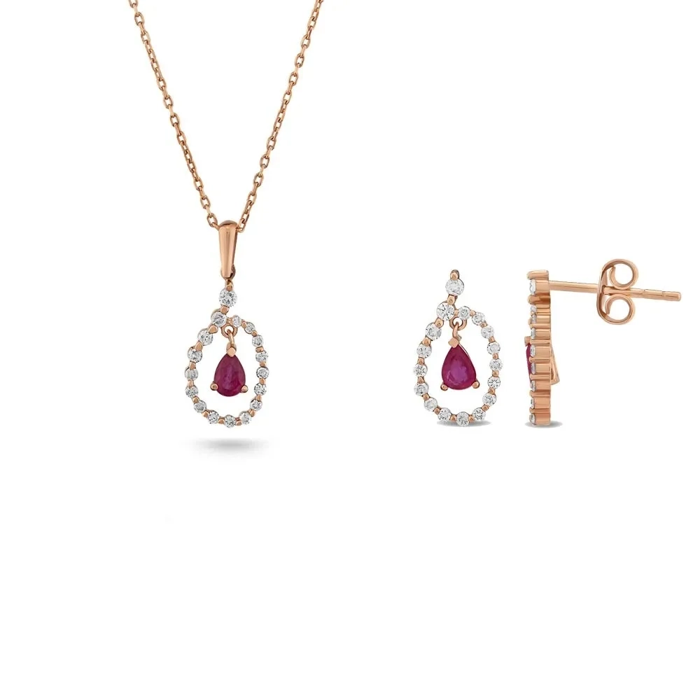 0,93 Karat Pırlantalı Renkli Taşlı Mini Set