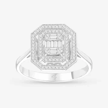 0.22 Karat Pırlantalı Çift Sıra Baget Yüzük