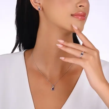 0,30 Karat Pırlantalı Renkli Taşlı Kolye