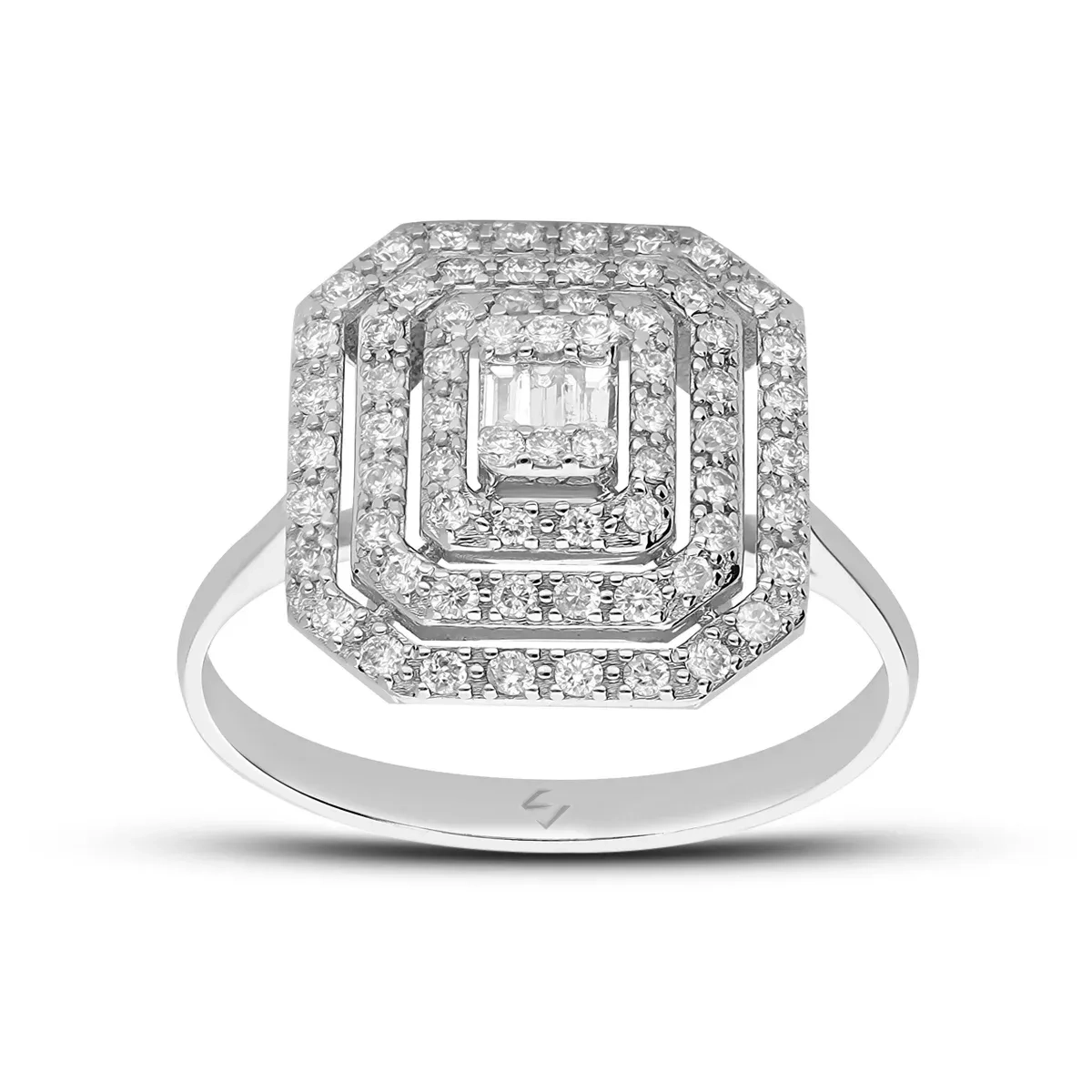 Özel Fiyatlı 0,40 Ct. Üç Sıra Baget Pırlanta Yüzük