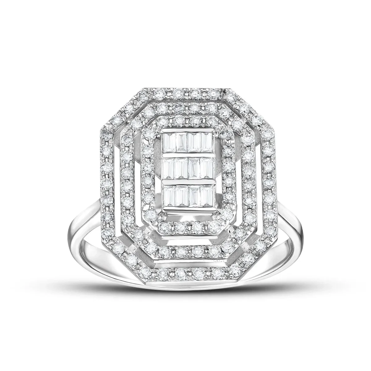 0,50 Ct. Baget Pırlantalı Üç Sıra Yüzük