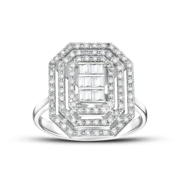 0,50 Ct. Baget Pırlantalı Üç Sıra Yüzük