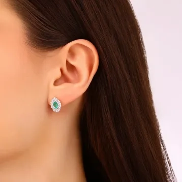 1,58 Karat Pırlantalı Renkli Taşlı Küpe