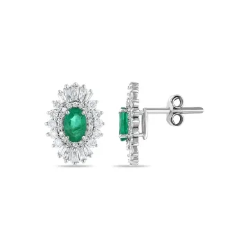 1,72 Karat Pırlantalı Renkli Taşlı Küpe