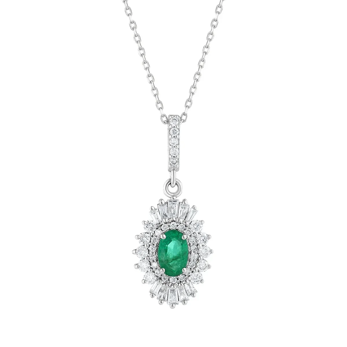 0,86 Karat Pırlantalı Renkli Taşlı Kolye