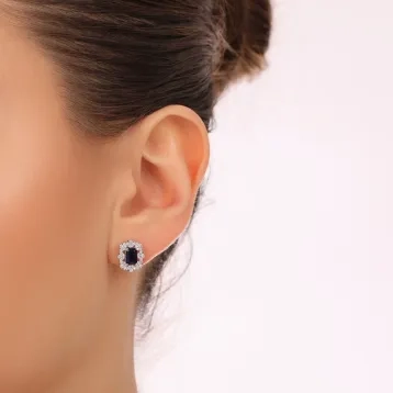 1,60 Karat Pırlantalı Renkli Taşlı Küpe