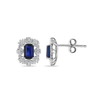 1,60 Karat Pırlantalı Renkli Taşlı Küpe