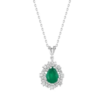 0,79 Karat Pırlantalı Renkli Taşlı Kolye 