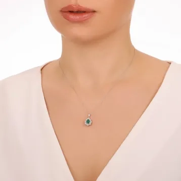 0,79 Karat Pırlantalı Renkli Taşlı Kolye 