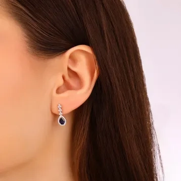 1,20 Karat Pırlantalı Renkli Taşlı Küpe