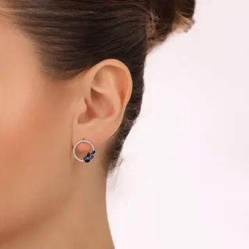 1,18 Karat Pırlantalı Renli Taşlı Küpe
