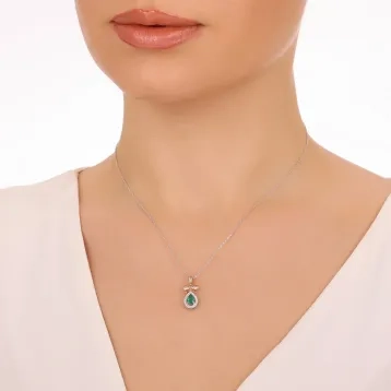 0,57 Karat Pırlantalı Renkli Taşlı Kolye