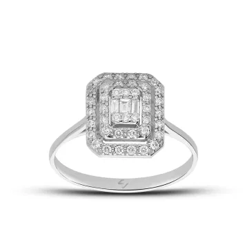 Özel Fiyatlı 0,25 Ct. Çift Sıra Baget Pırlanta Yüzük